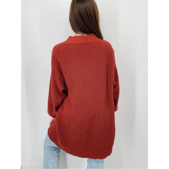 oversized boho terracotta cozy chunky knit open cardigan size XS - Picture 5 of 7